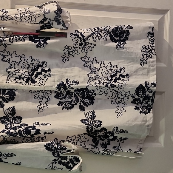 NWT Forcynthia embroidered tunic - navy & white - size L - Picture 2 of 5